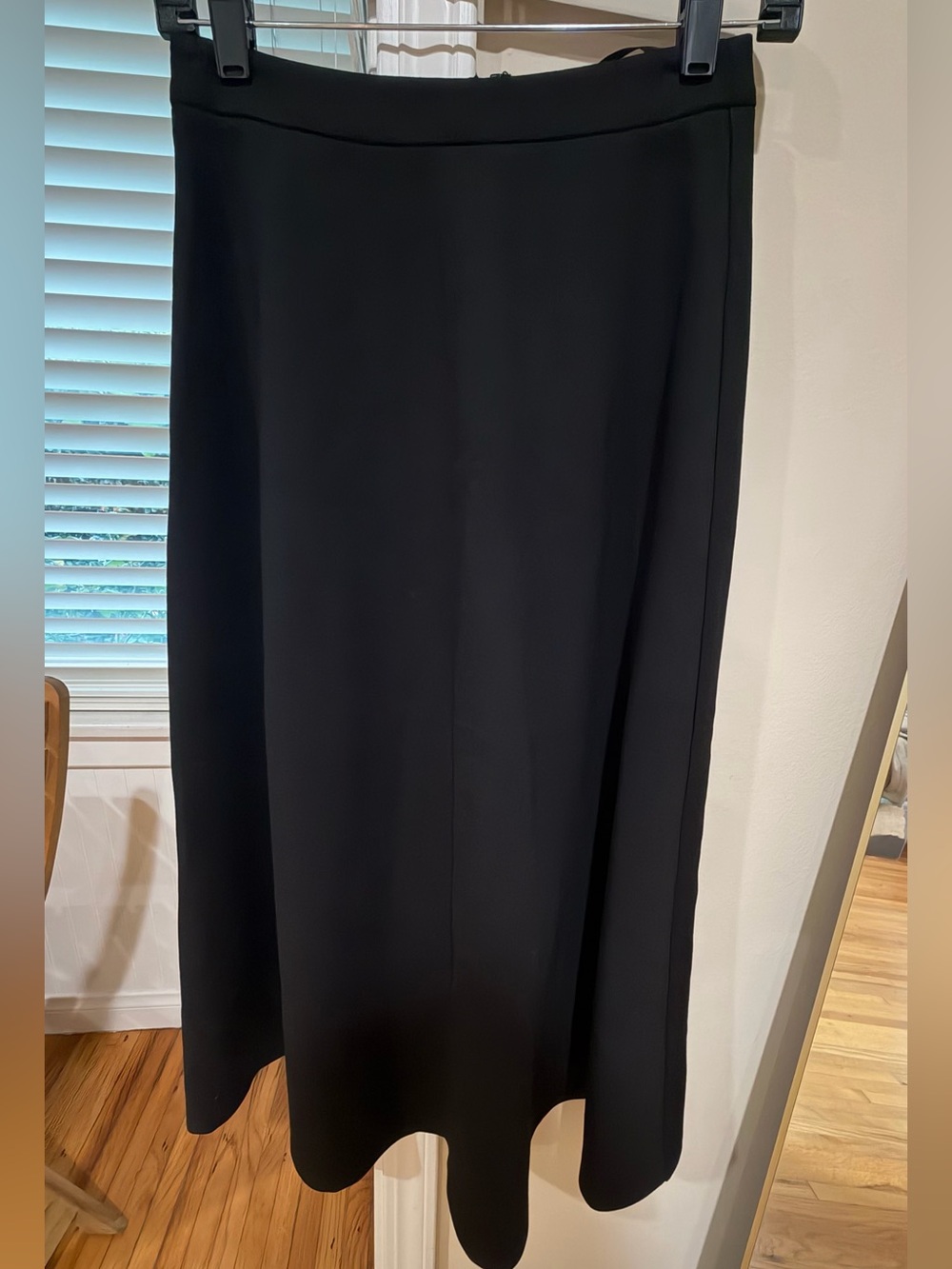 STAUD Black A-Line Midi Skirt